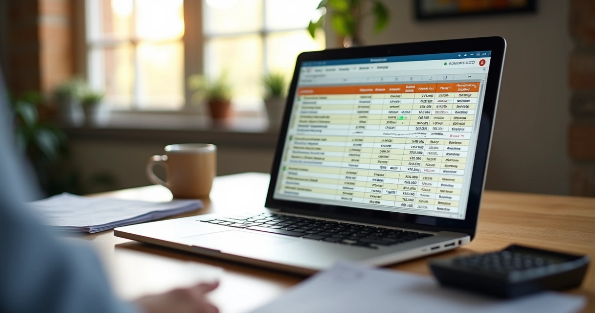 Planilha de controle financeiro exibindo categorias de contas a pagar