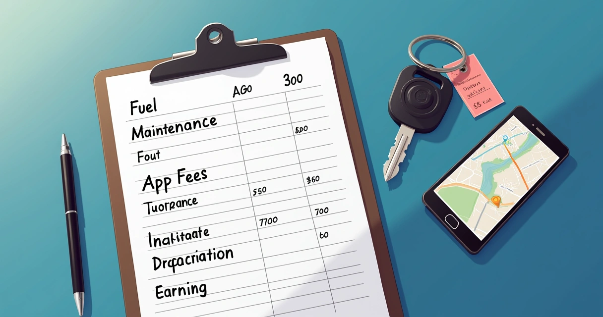 Planilha de controle de gastos de motorista de aplicativo com itens de custos e ganhos 