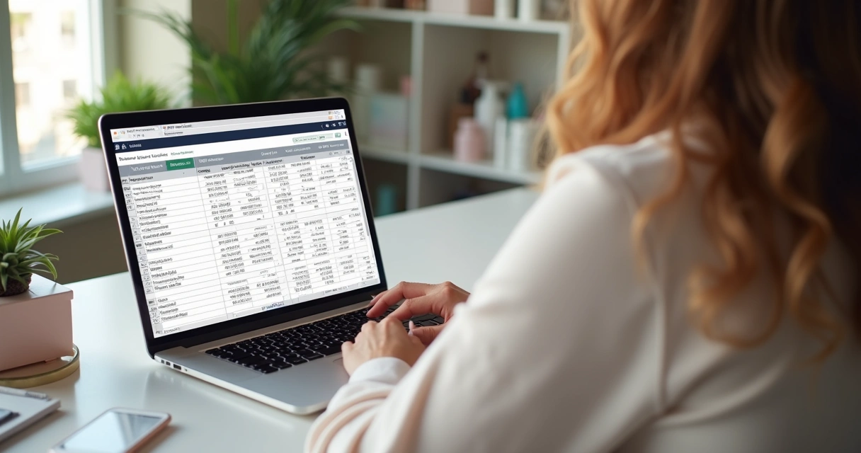 Planilha aberta com controle de custos e preços de serviços de beleza 