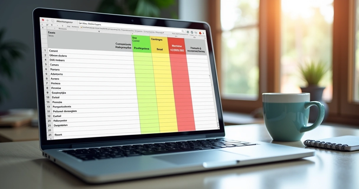 Planilha simples de CRM com colunas coloridas de vendas 
