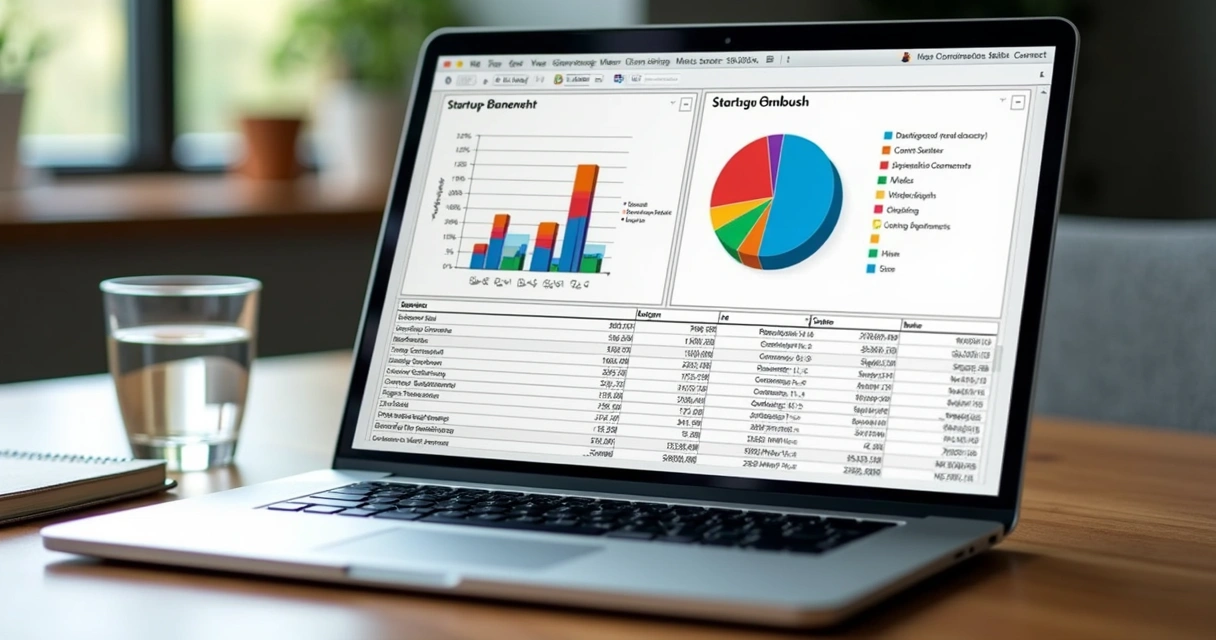 Planilha digital mostrando gráfico de distribuição societária 