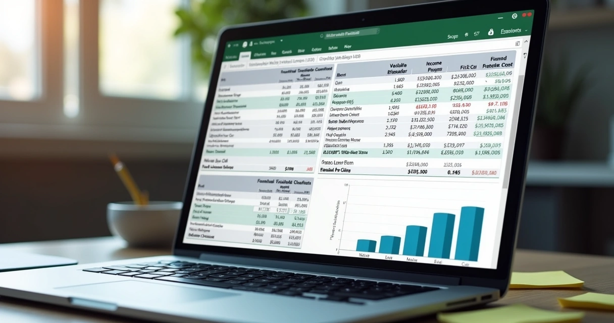 Planilha digital de orçamento mensal aberta numa tela de notebook 