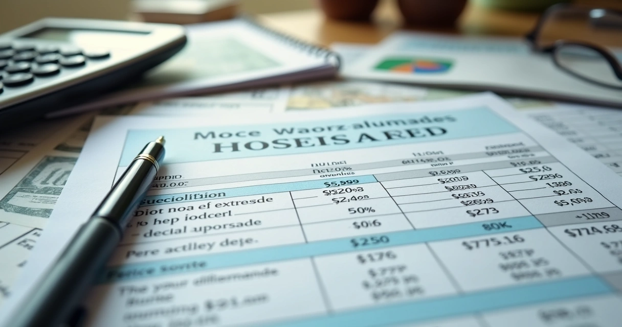 Planilha de dívidas ao lado de calculadora e contas domésticas 
