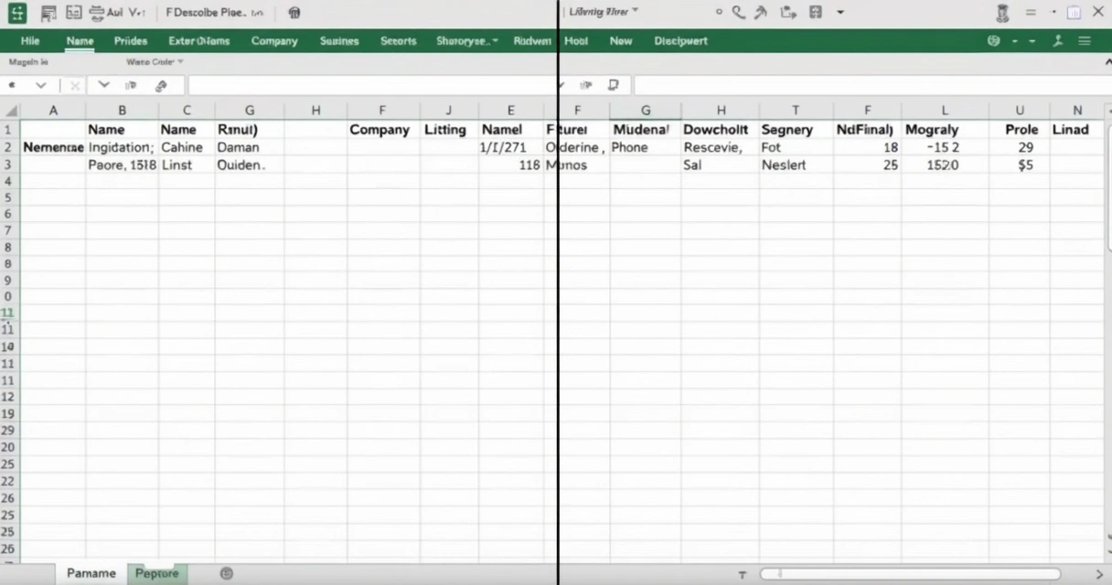 Planilha de leads antes e depois do enriquecimento de dados 