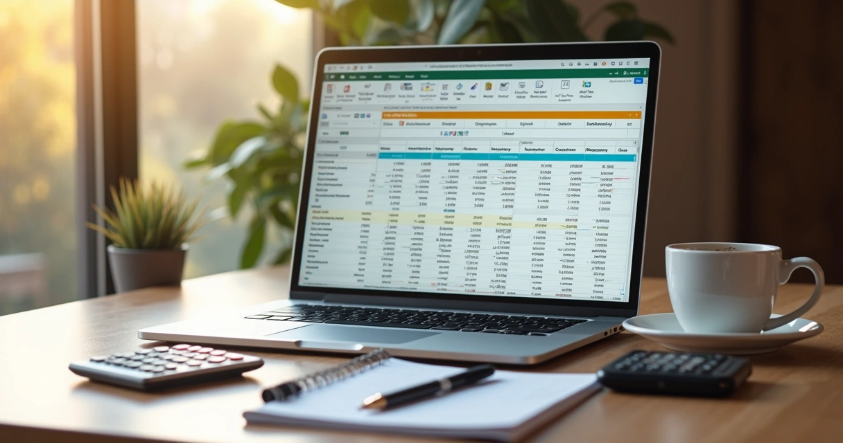 Planilha financeira aberta em notebook