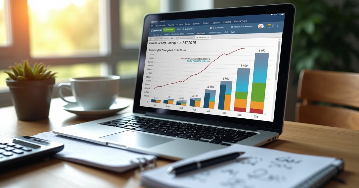 Planilha com custos e receitas de kitnet aberta na mesa 
