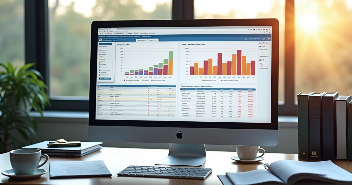Tela de planilha fiscal automatizada com gráficos, tabelas e painéis de indicadores tributários 