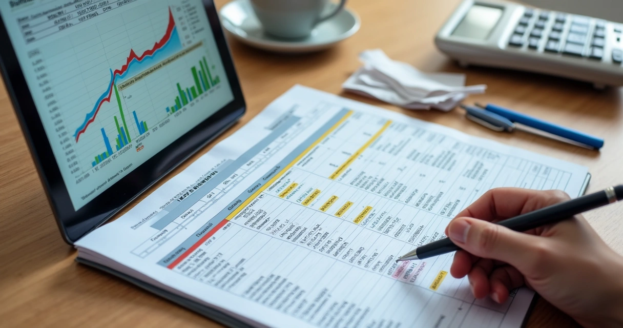 Planilha de fluxo de caixa com receitas e despesas organizadas em colunas