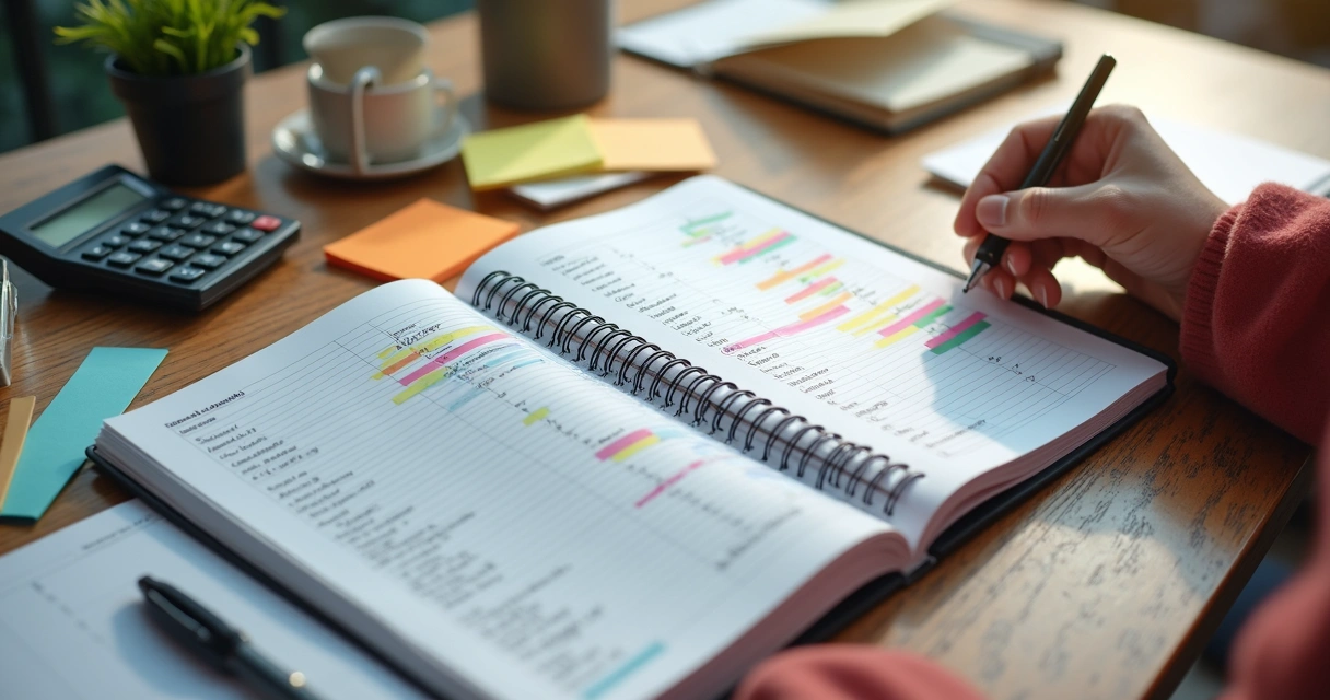 Planilha de fluxo de caixa colorida aberta em notebook moderno 