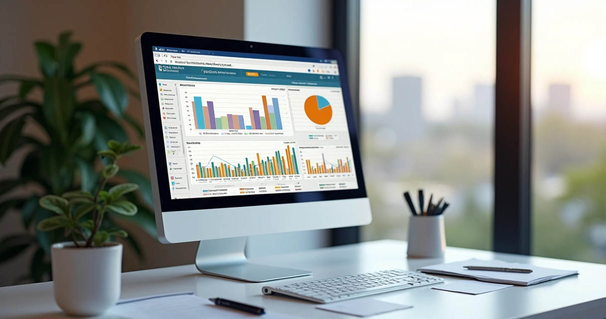 Planilha colorida de fluxo de caixa anual de hotel na tela de um computador 