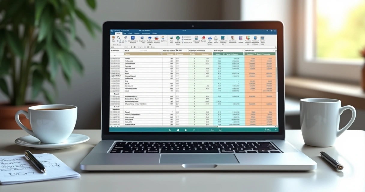 Planilha simples de gastos mensais aberta em notebook