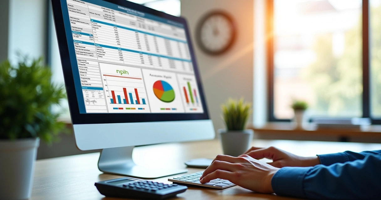 Imagem de uma planilha de controle financeiro com gráficos de contas a pagar e a receber 