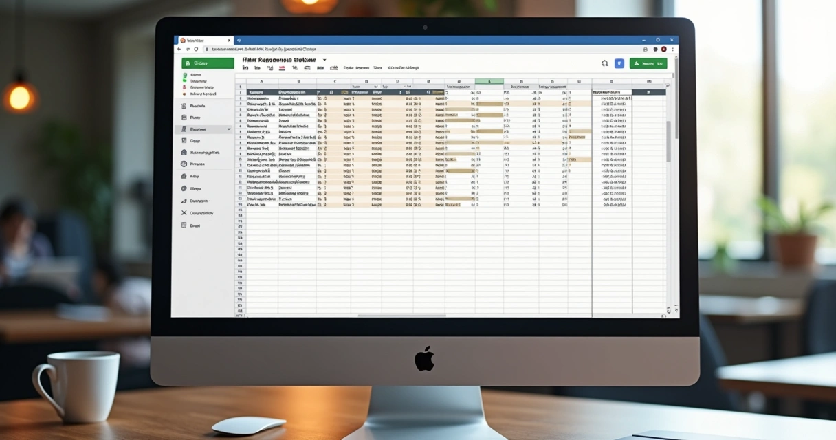 Tabela do Google Sheets exibindo dados filtrados de pesquisa
