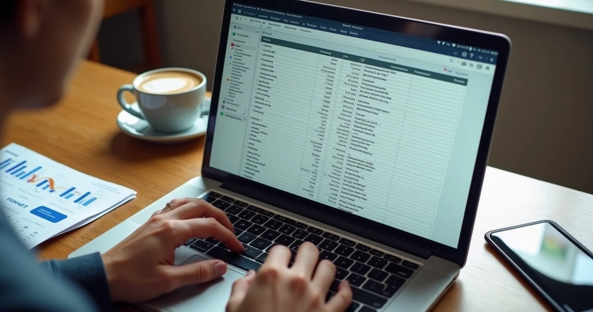 Planilha aberta no notebook com dados industriais organizados 