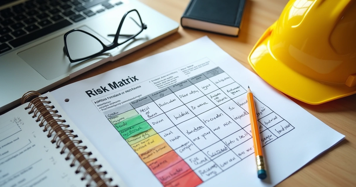 Exemplo de matriz de risco preenchida no planejamento de obra