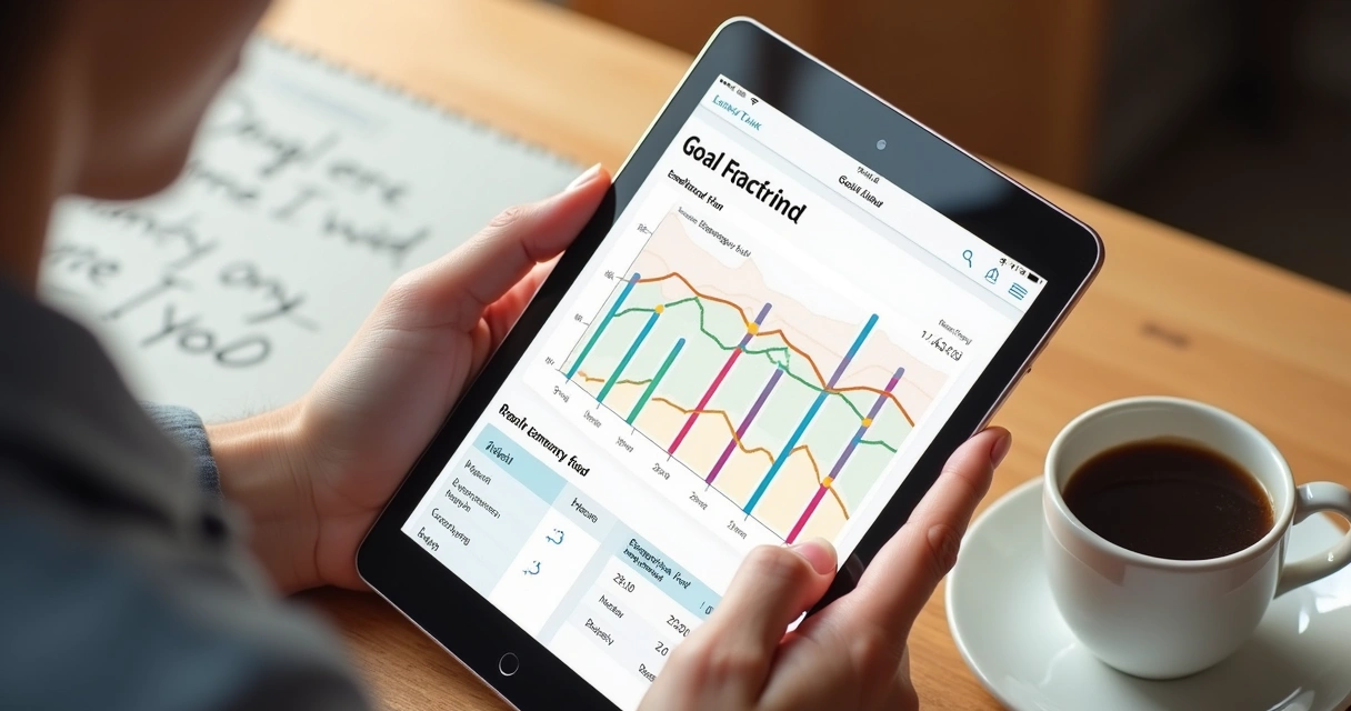 Tela de aplicação financeira com gráfico de metas e saldo acumulado 