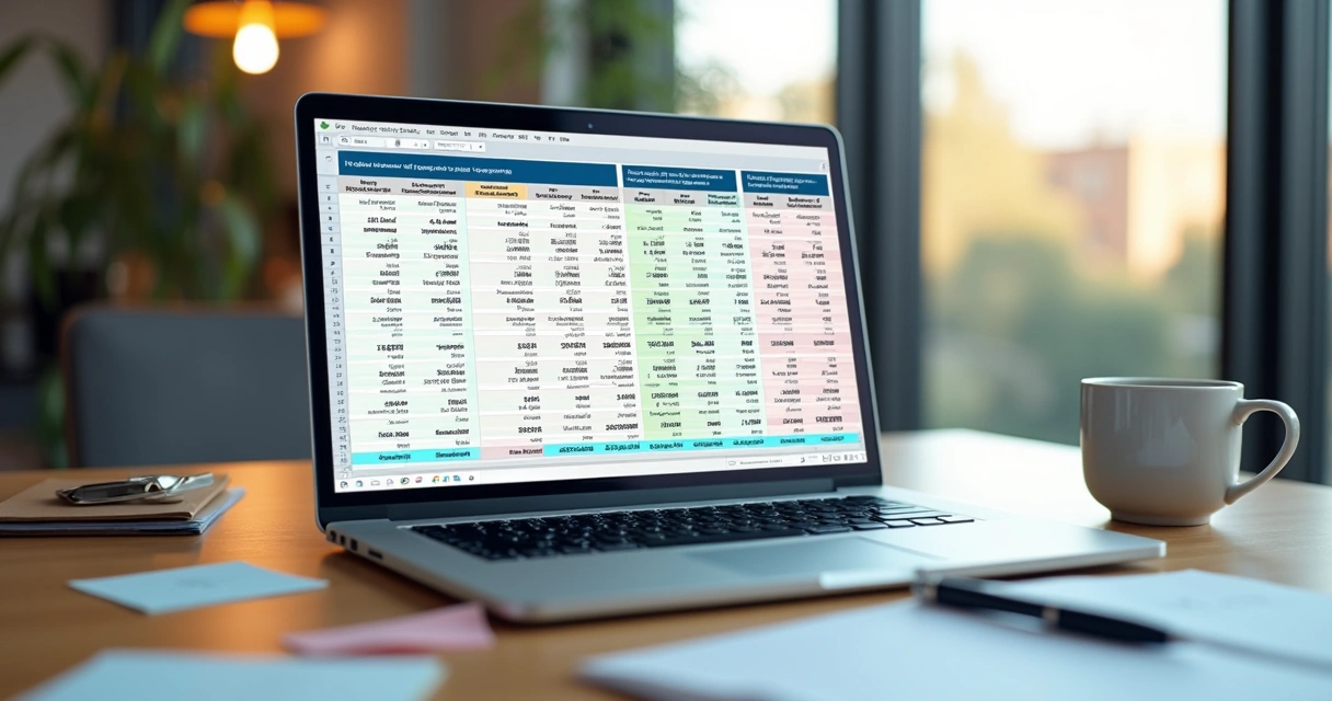 Planilha simples para orçamento anual PME em tela de computador 