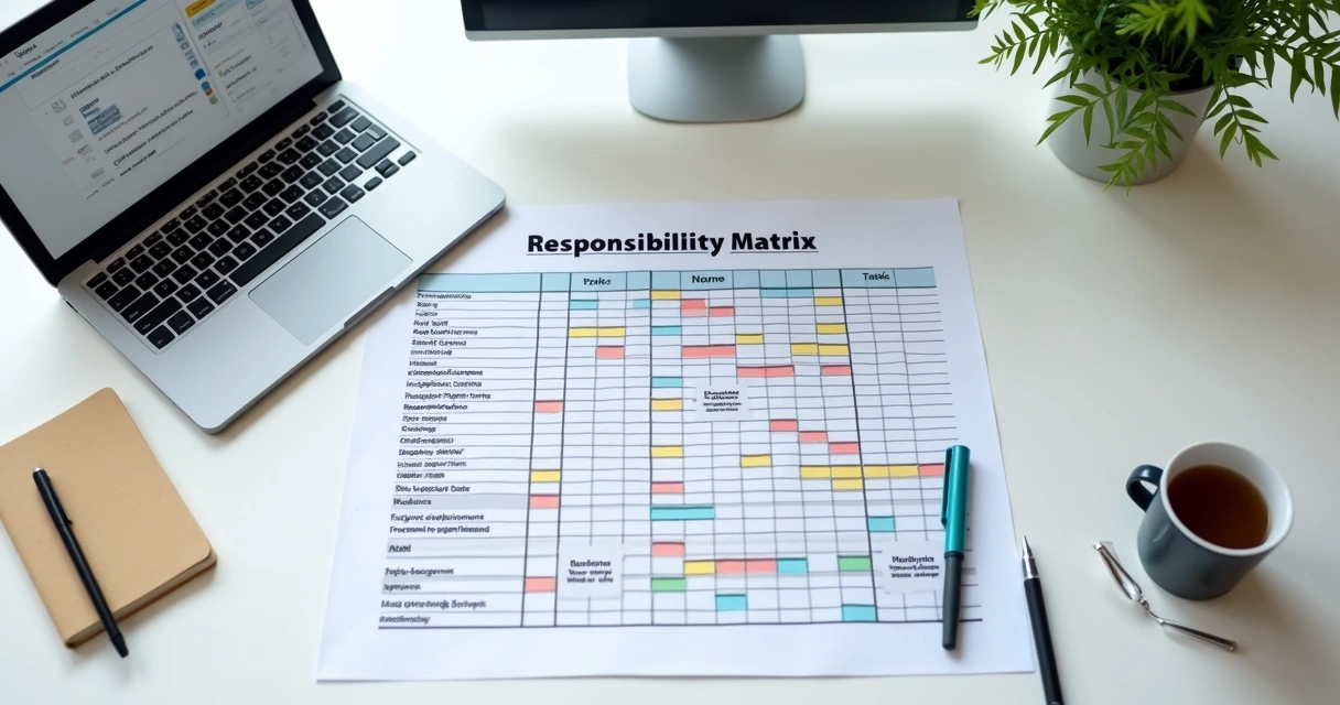 Planilha de papéis e processos em mesa de trabalho 