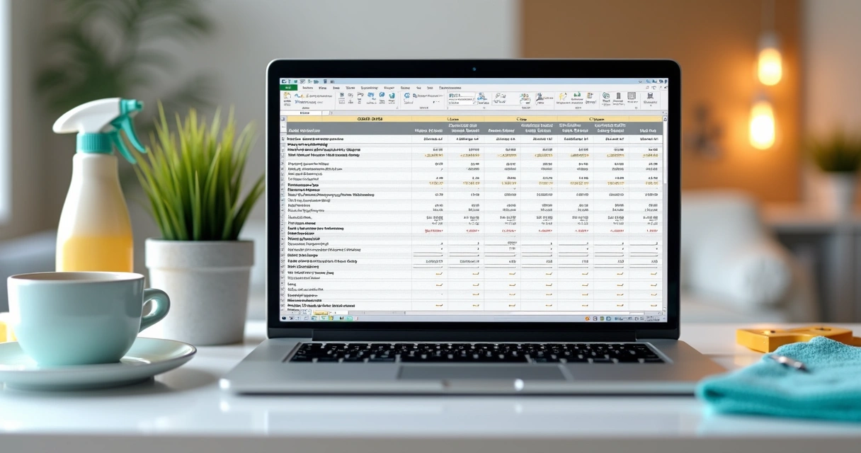 Planilha de custos para precificação de limpeza residencial aberta em notebook 