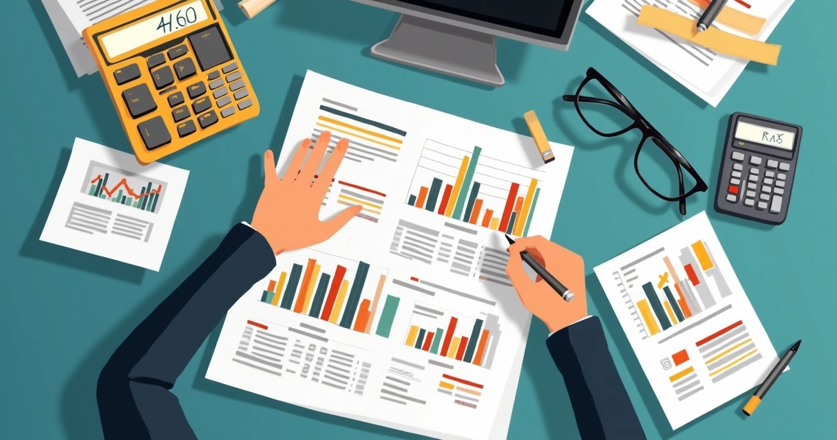 Planilha para controle de preços e custos em uma mesa de escritório 