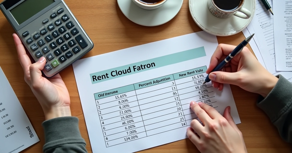 Planilha aberta mostrando cálculo de reajuste de aluguel