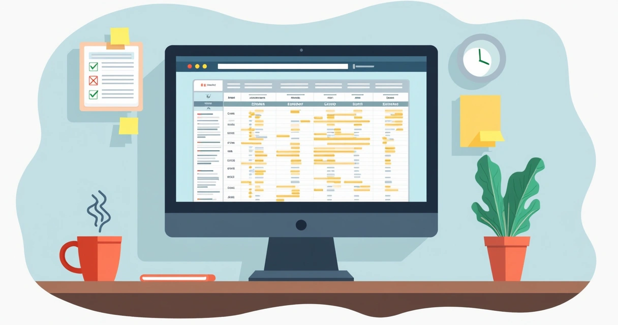 Tela de planilha de tarefas com responsáveis destacados