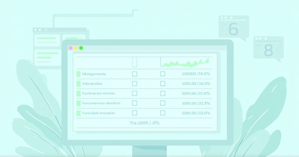 Planilha de cálculo de turnover com números de desligamentos e admissões 