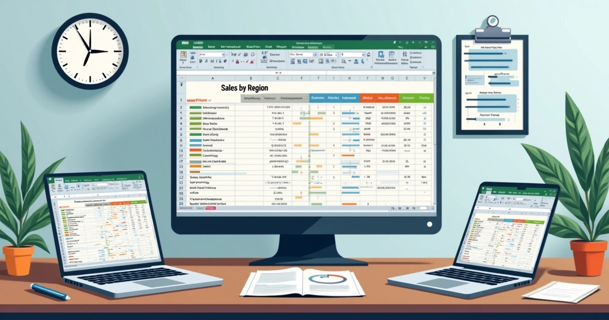 Planilha Excel com múltiplas abas consolidadas em uma lista principal 