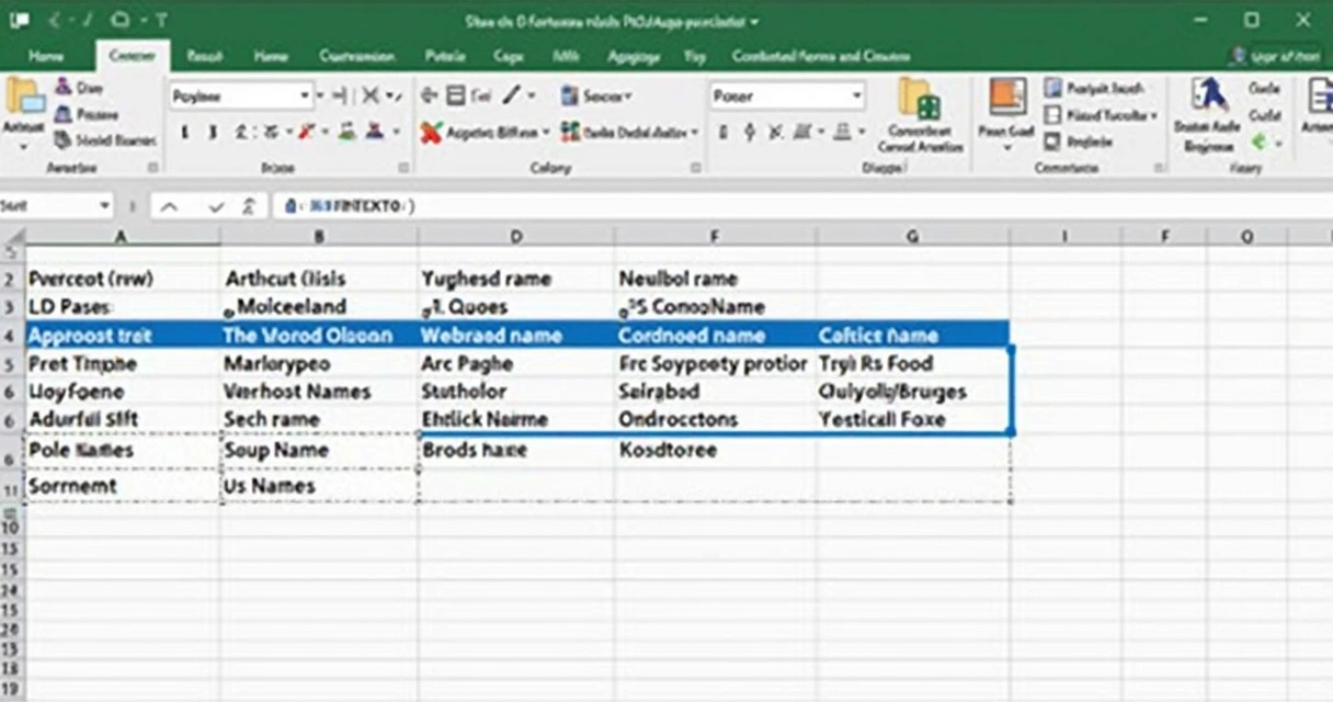 Planilha Excel mostrando células com nomes sendo unidas pela função UNIRTEXTO 