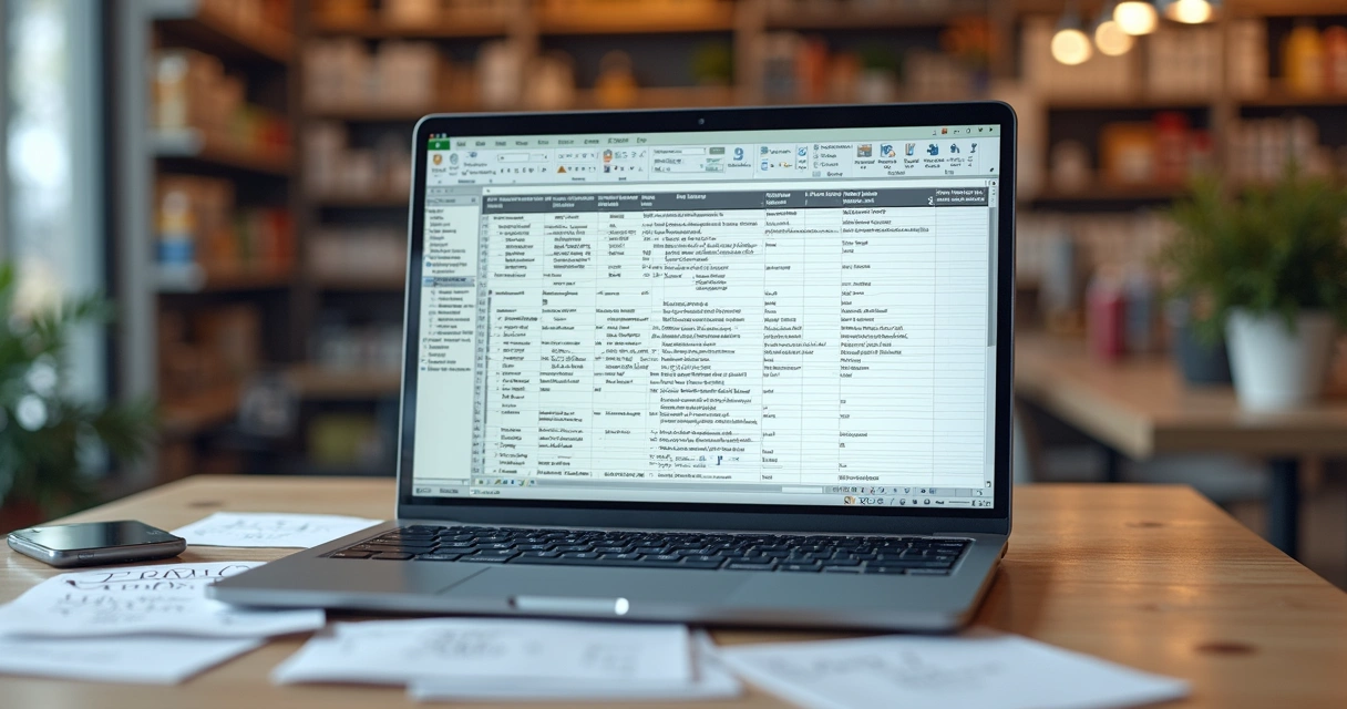 Planilhas de vendas com múltiplas abas abertas em um notebook 