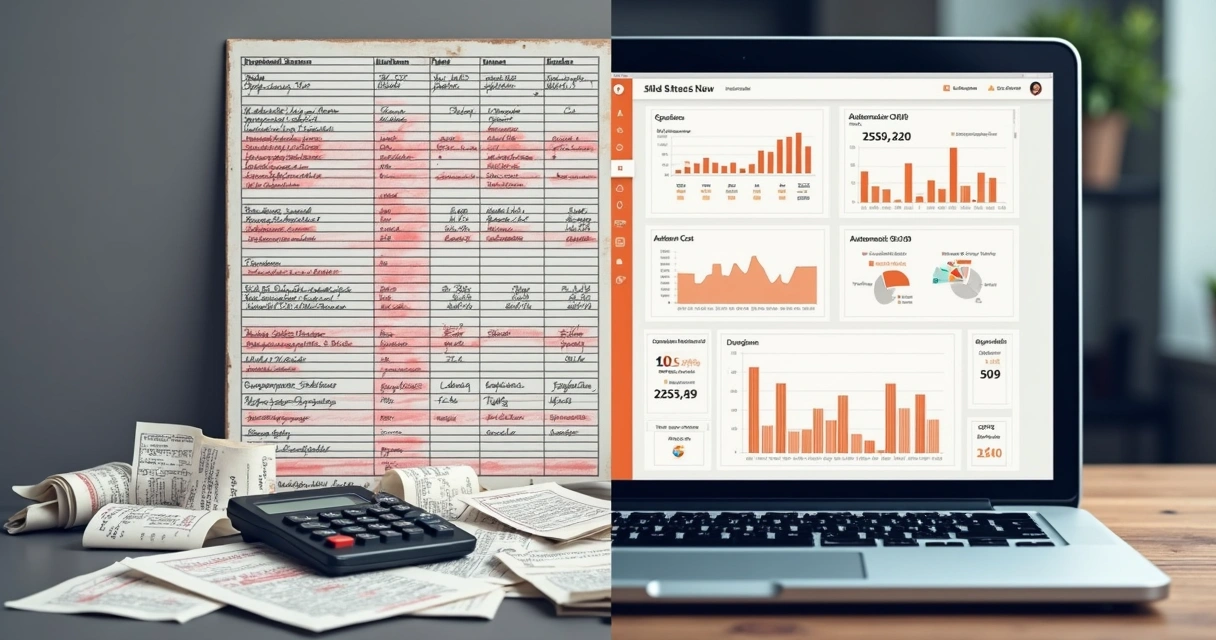 Comparação gráfica entre controle financeiro em planilha e plataforma digital para vendedores