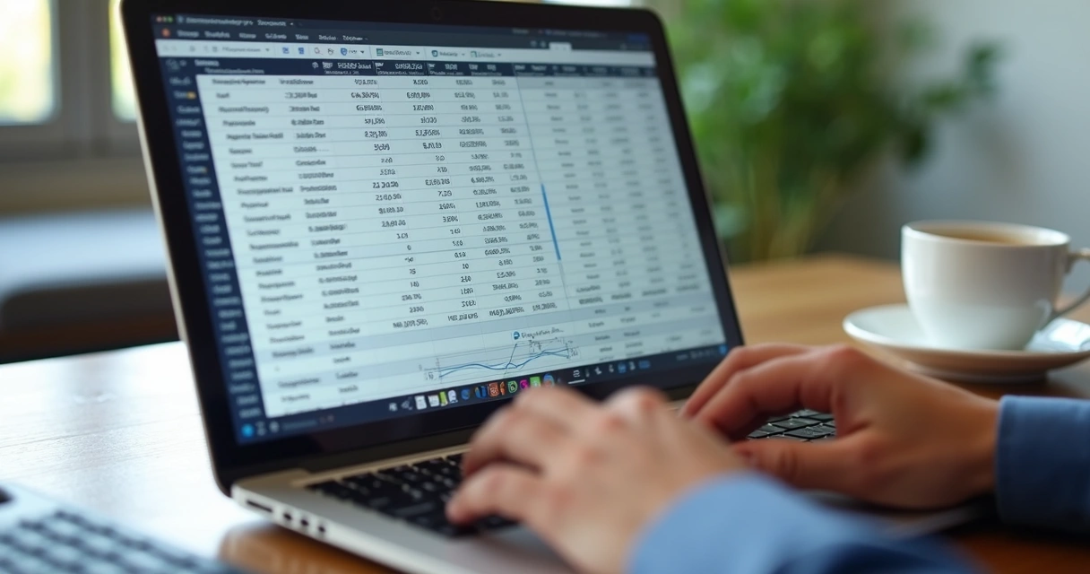 Planilhas de fluxo de caixa de empresa em tela de notebook. 
