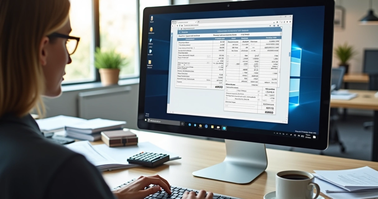Planilla salarial digital en monitor y recibo electrónico 