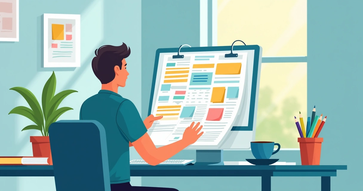 Pessoa organizando tarefas semanais em planner colorido