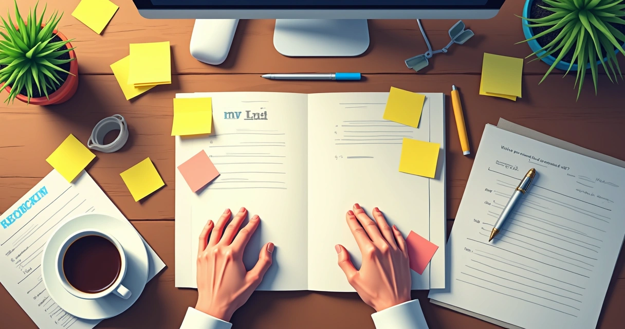 Hands holding calendar and sticky notes filled with tasks