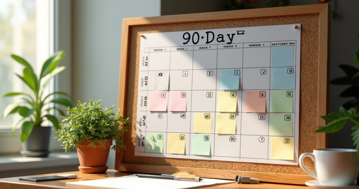 Plano de 90 dias em quadro 