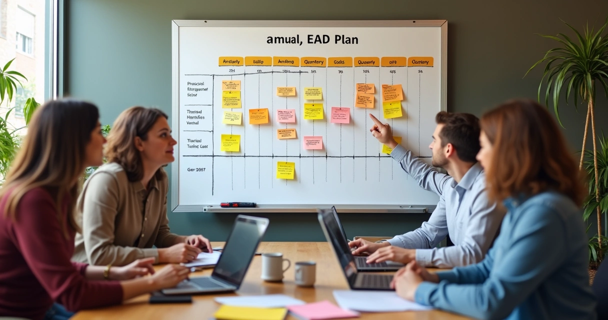 Quadro branco mostrando plano de ação EAD para 2026 