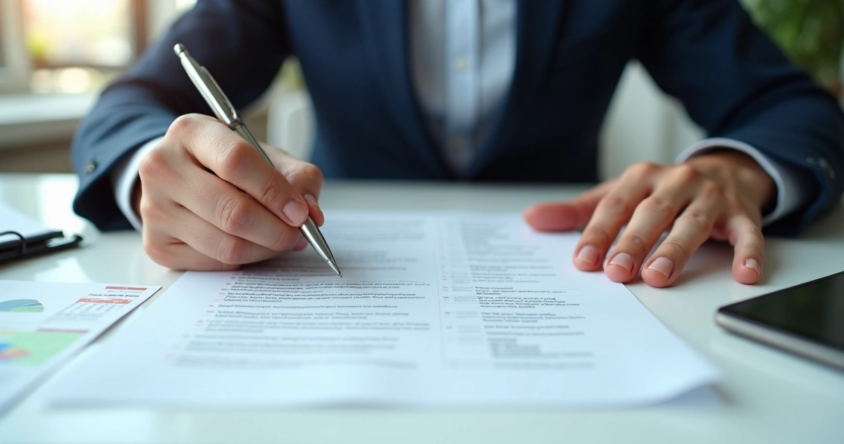 Plano de ação preenchido por executivo em escritório 