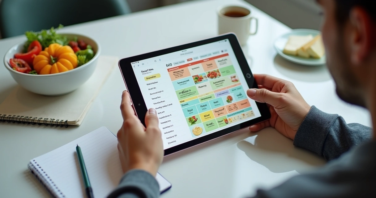 Tela digital com plano alimentar personalizado 