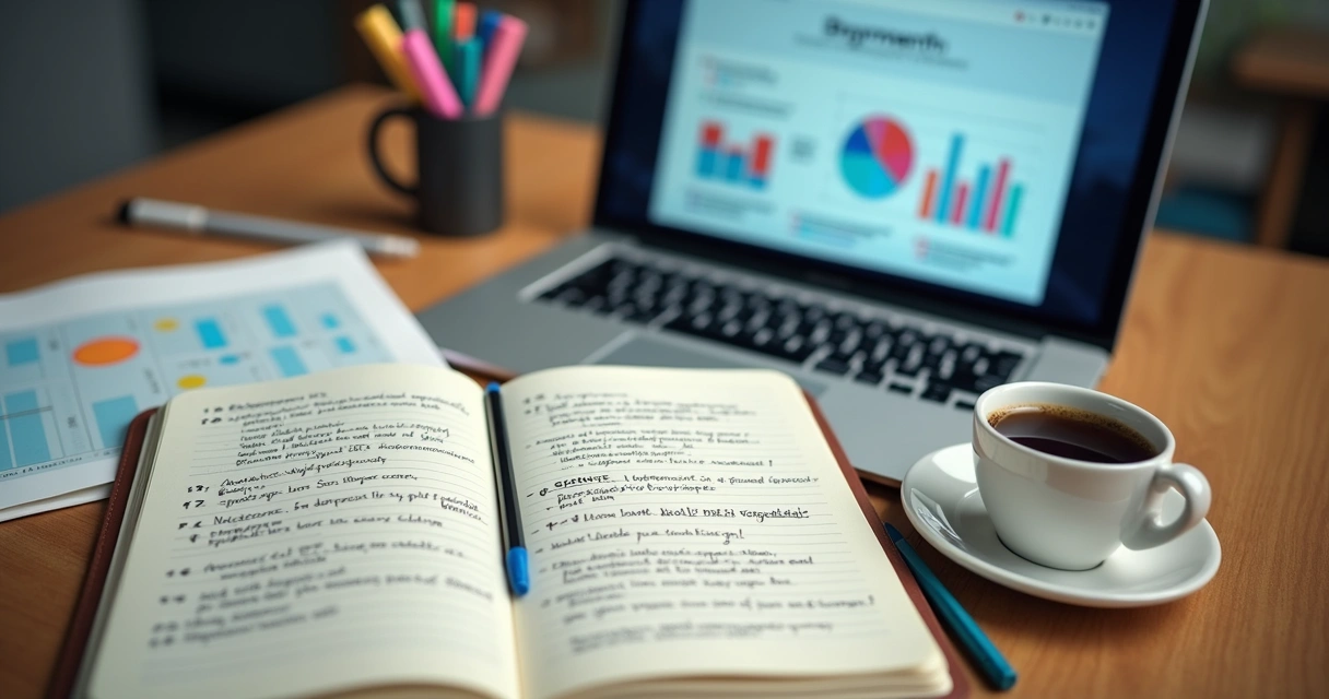 Plano de desenvolvimento individual apresentado em caderno e tela de notebook