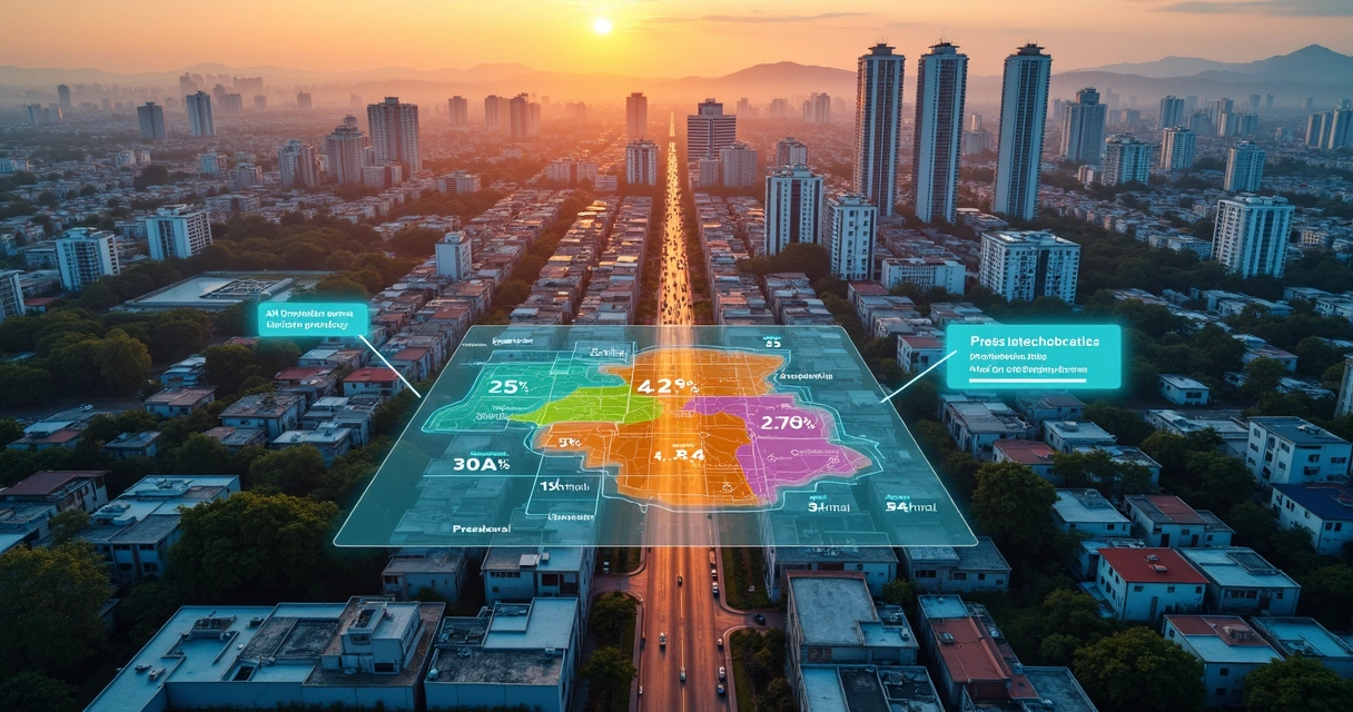 Mapa urbano com destaque para zoneamento e valorização de imóveis 