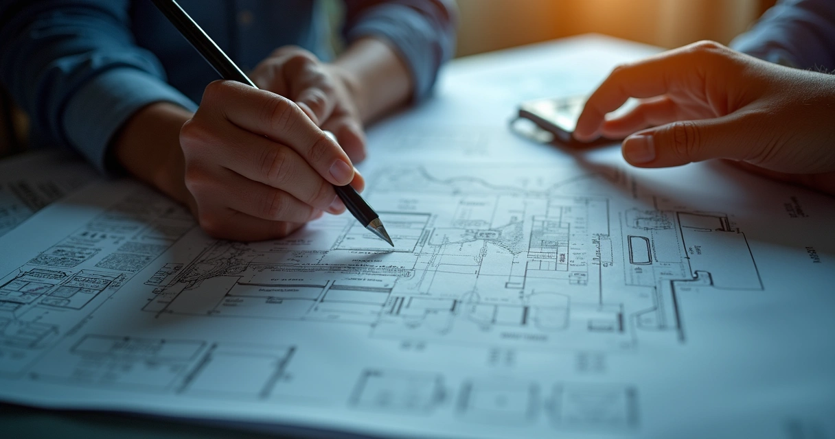 Pessoa analisando plano financeiro digital com gráficos e anotações ao redor 