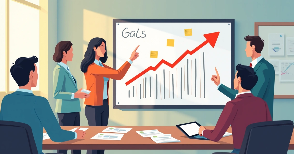 Planejamento de negócio de dropshipping em um quadro branco com gráficos e metas 