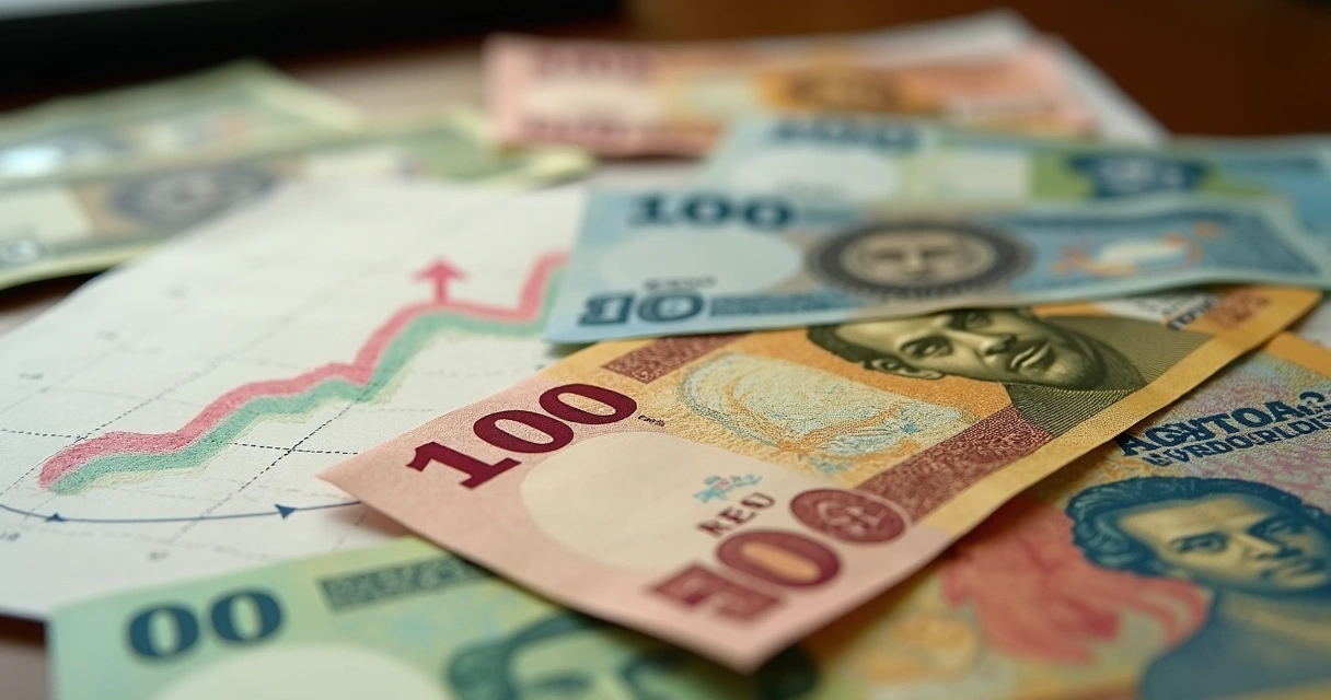 Cédulas do Plano Real sobrepondo tabelas de inflação 