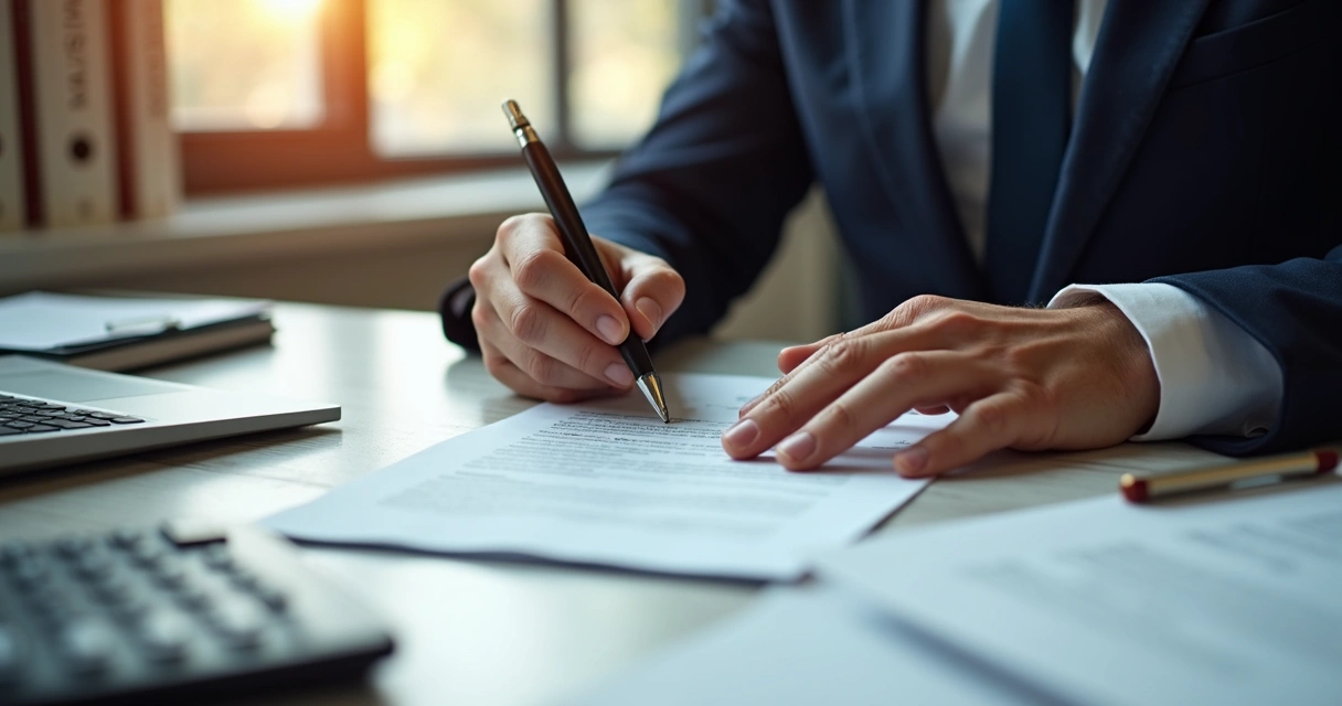 Assinando documento de plano de recuperação judicial 