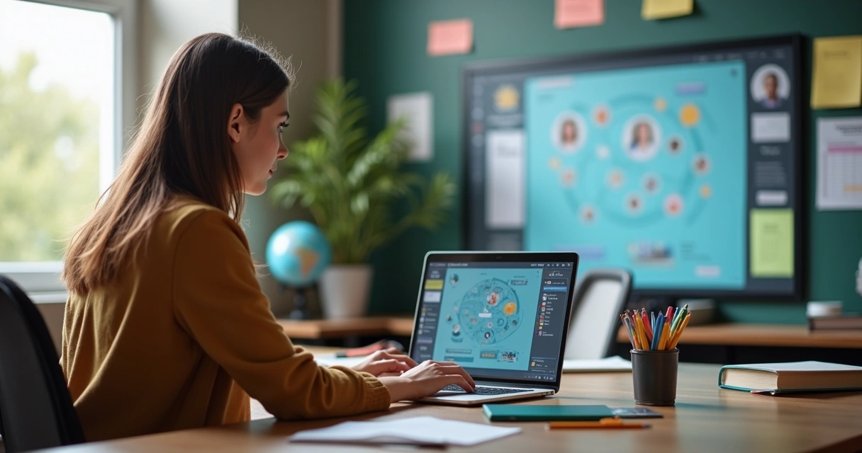 Educador desenvolvendo plano de aula com IA no computador