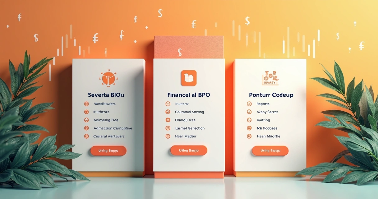 Três planos de serviço financeiro em quadros, com detalhes de preços e características, fundo claro, visual organizado 