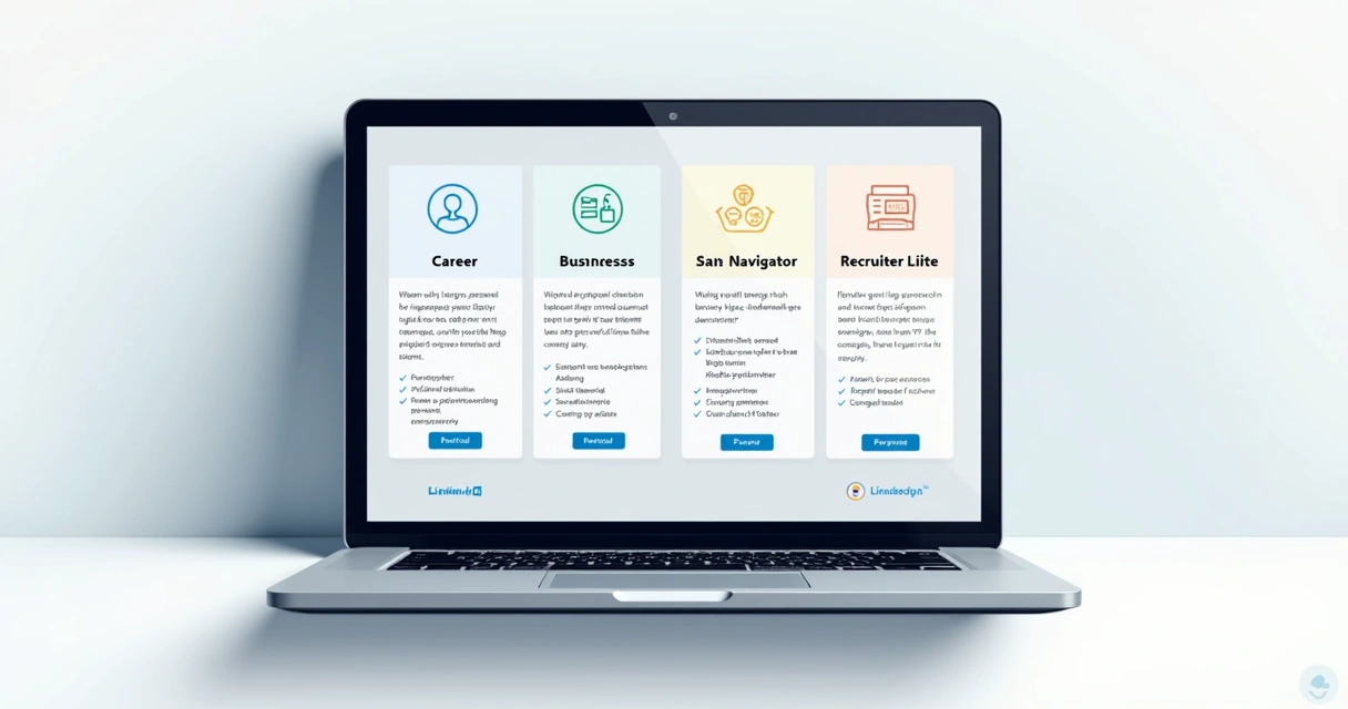 Tela com diferentes planos do LinkedIn Premium exibidos lado a lado 