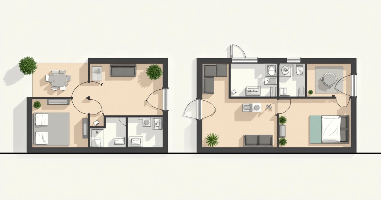 Planta baixa simples de uma casa geminada em Paulínia, destacando paredes compartilhadas. 