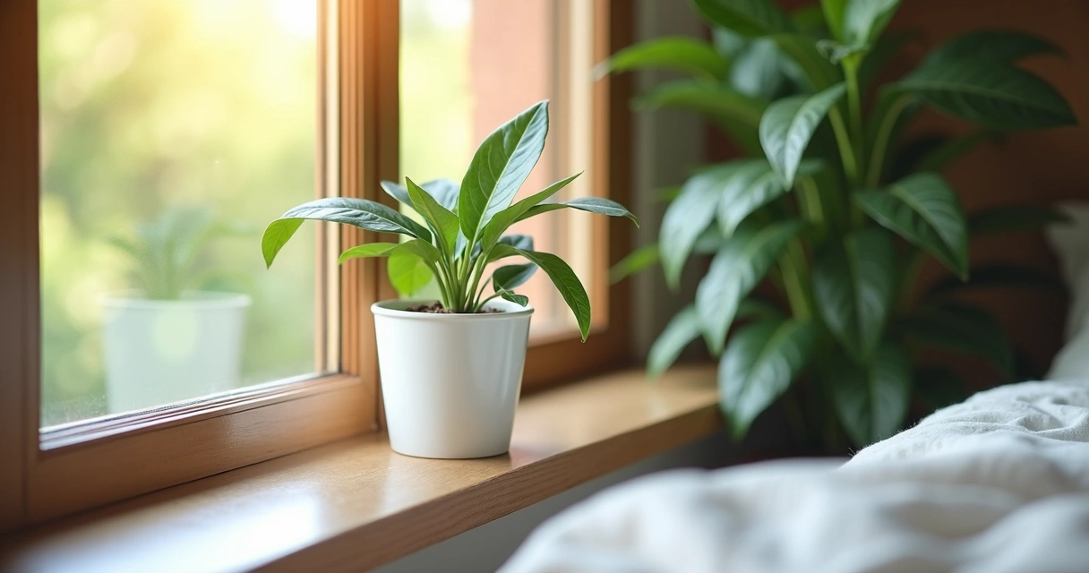 Planta ao lado da janela com luz natural 
